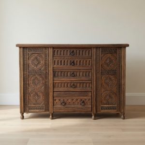 antique server crafted from solid oak